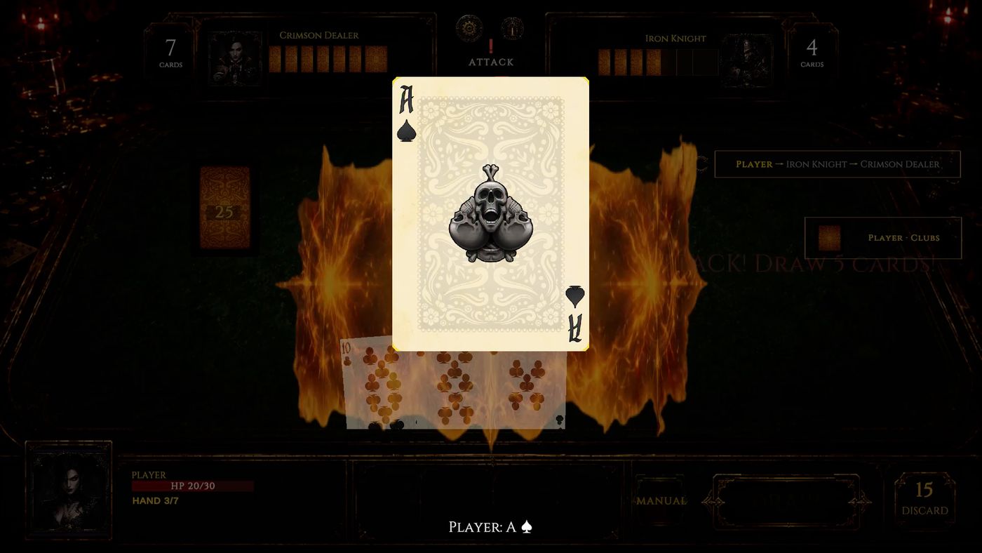 The Ace of Spades lands on a burning table